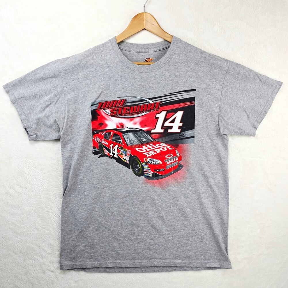 Vintage‎ Tony Stewart Nascar Shirt Mens XL Gray Winners Circle #14 Racing